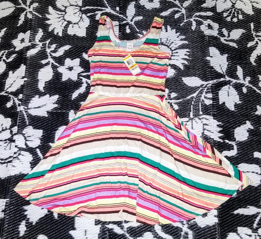 American Rag Cie Colorful Striped Multi-color Summer Sun Dress/Sundress-Sm/S NWT