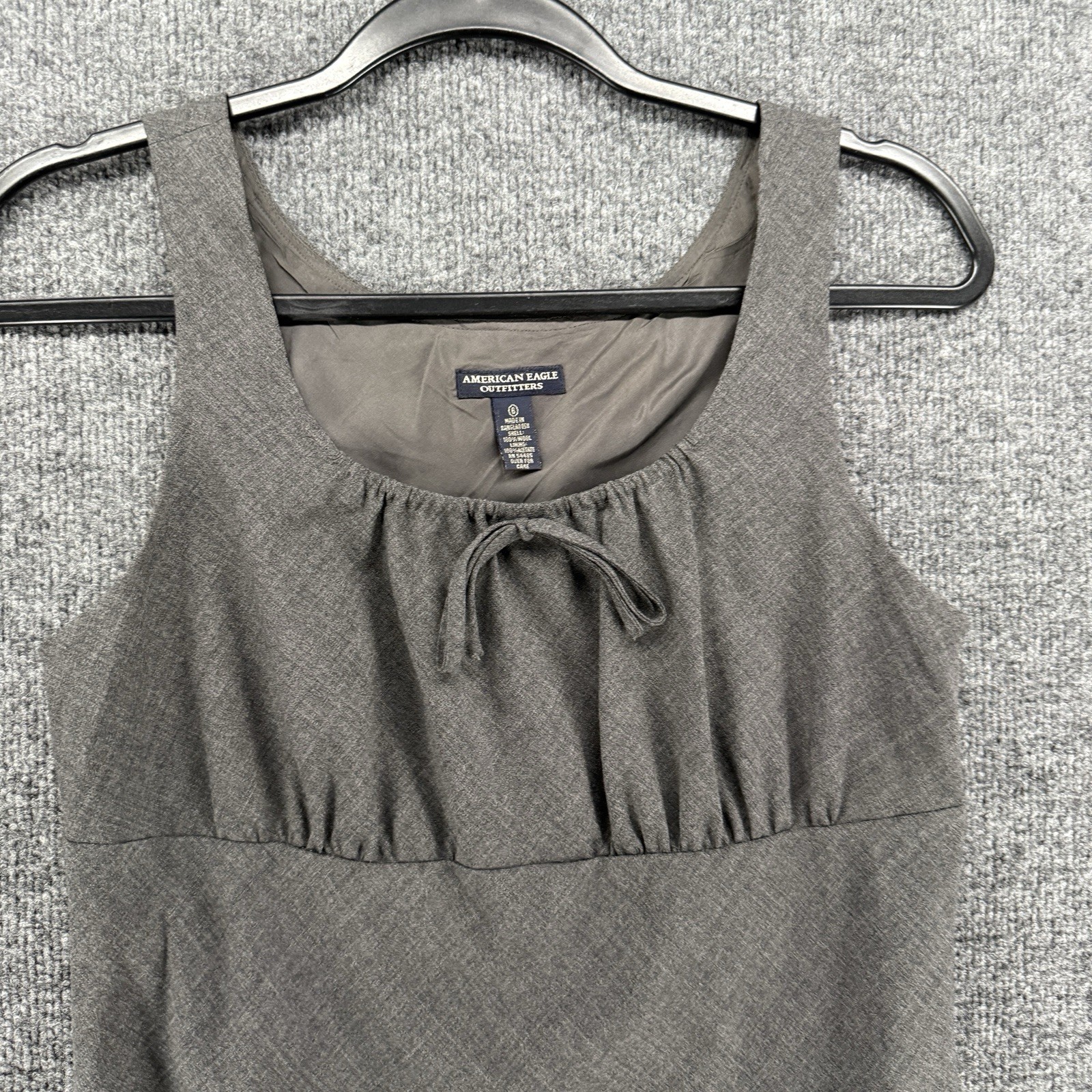 American Eagle Dress Womens 6 Gray 100% Wool Babydoll Old Money Classic Preppy