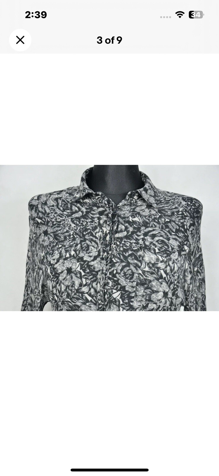 New $290 All Saints Eley Rosey Black Grey Midi Floral Women’s US 4 Viscose D9
