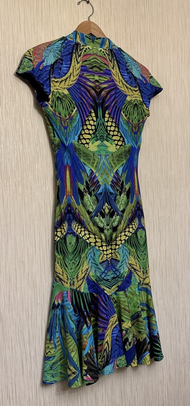 Roberto Cavalli Animal Print Dress Size S Colorful Designer Vintage Rare Y2K