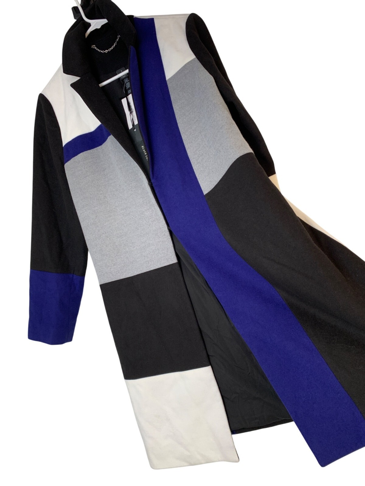 Chicos Black Label Size 8/10 M Patchwork Topper Coat RD10711 $259 NWT
