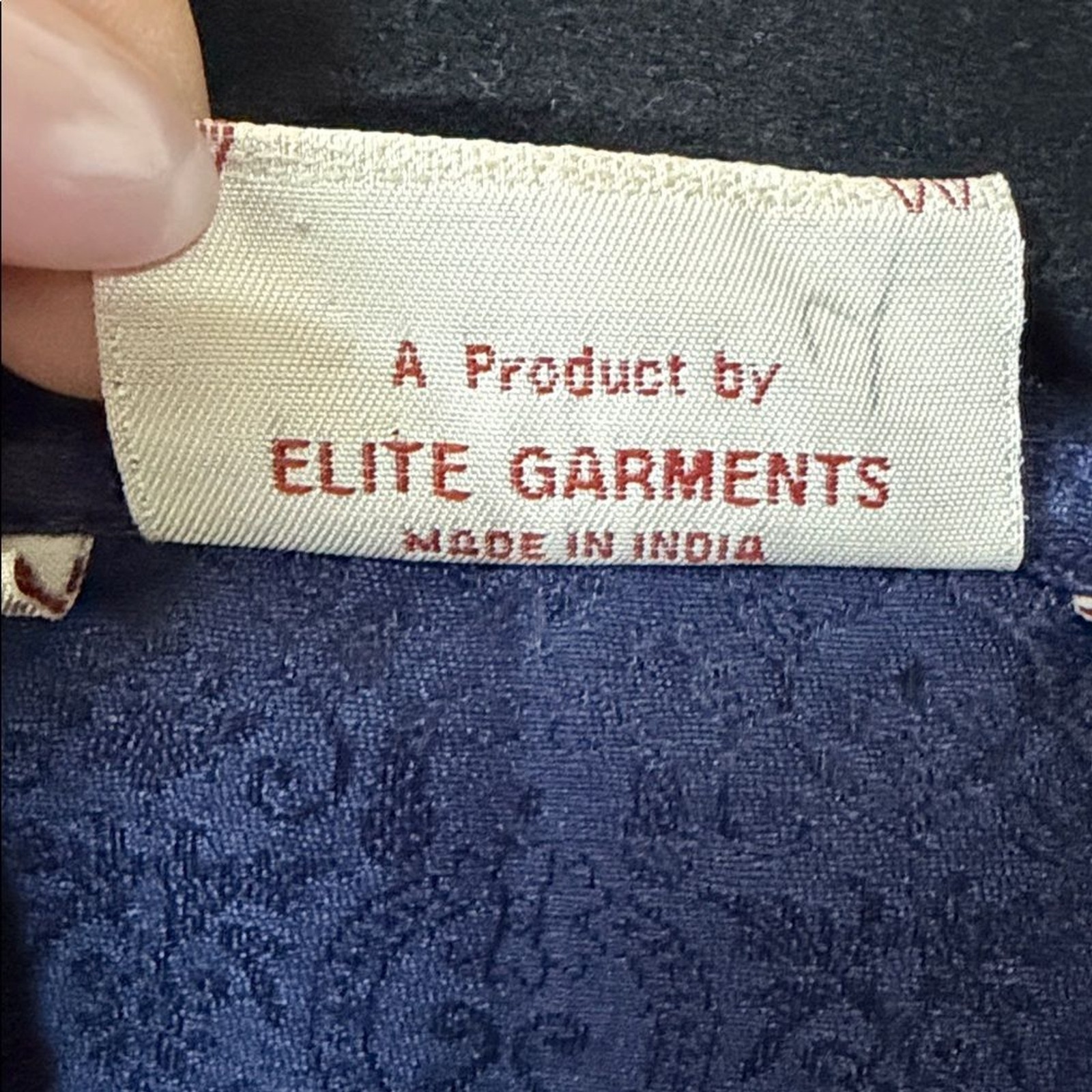 EUC 100% SILK ETHOS Elite Garmets India Caftan Embriodered Damask Navy Blue
