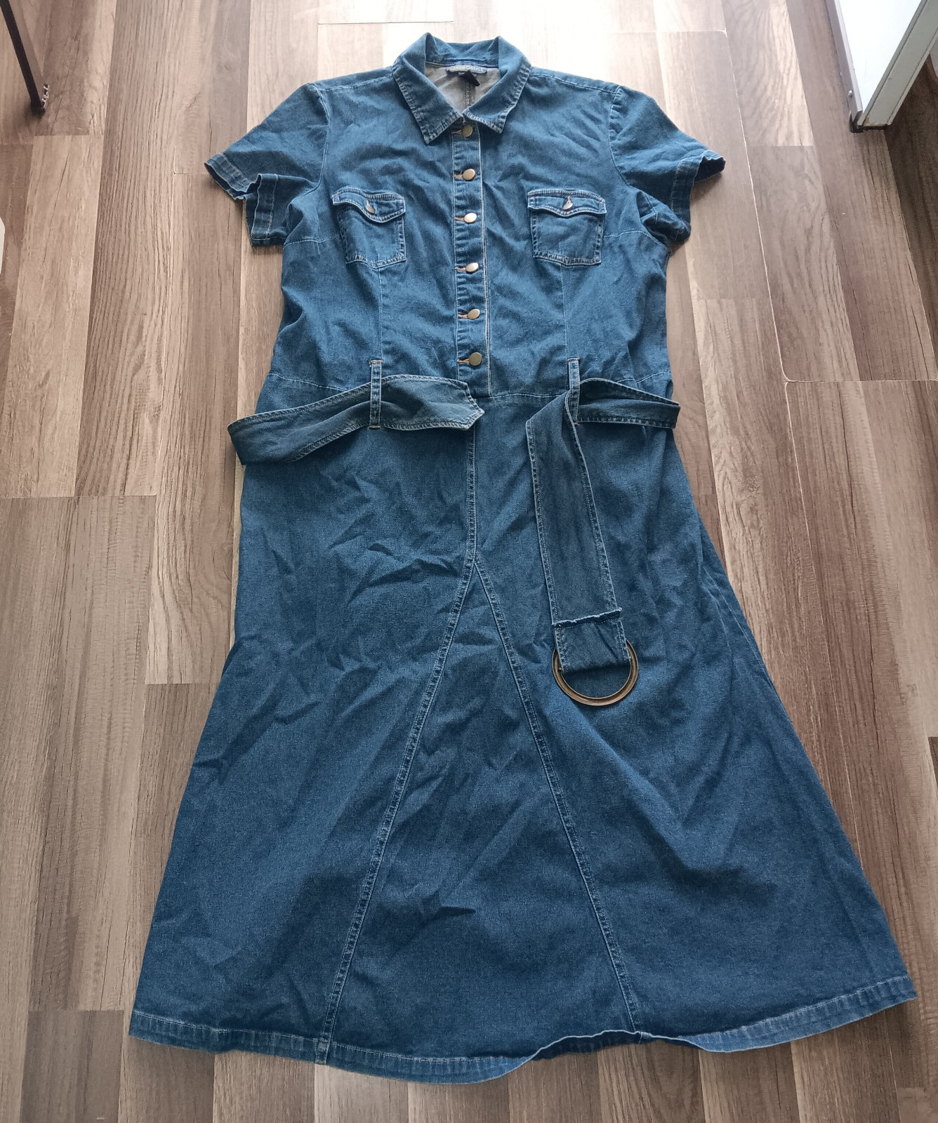 Metrostyle women’s denim short sleeve belted Dress blue color Size 20