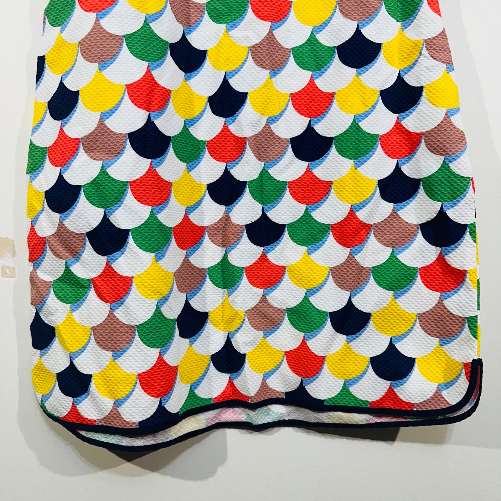 Boden Shift Dress UK 14L Scallop Red Blue Green Yellow White Textured