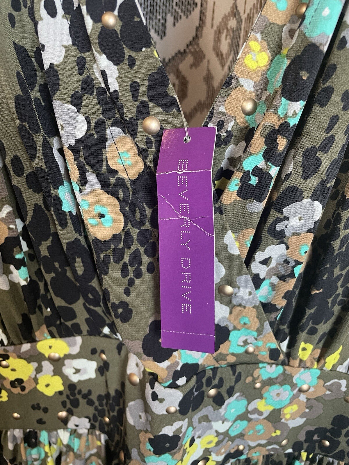 NWT Beverly Drive Womens 16/18 Casual Work Career Stretch Animal Print Dress $50