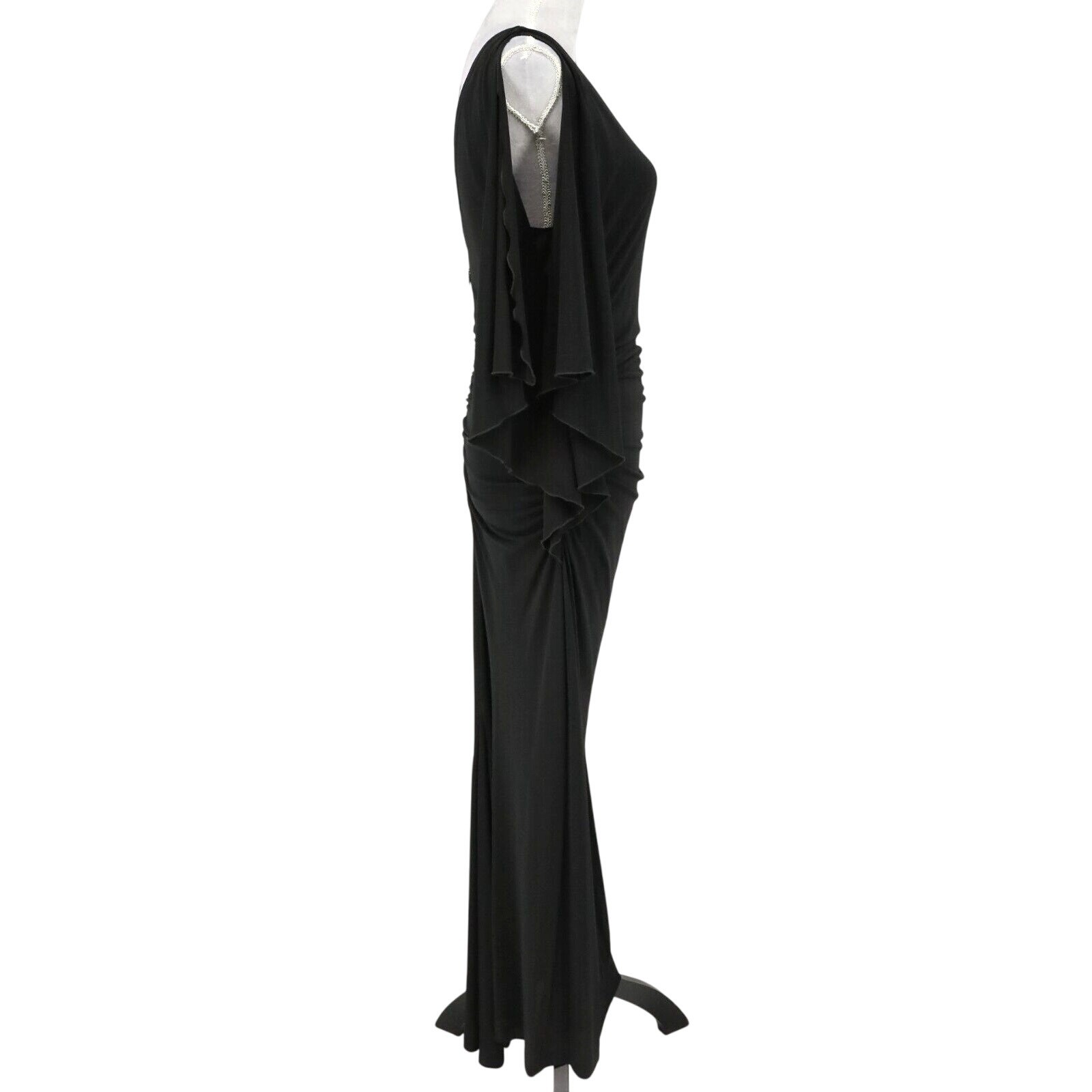 Nicole Miller Gown Womens 10 Black Maxi Ruched Lined Dress Low Back Zip Formal