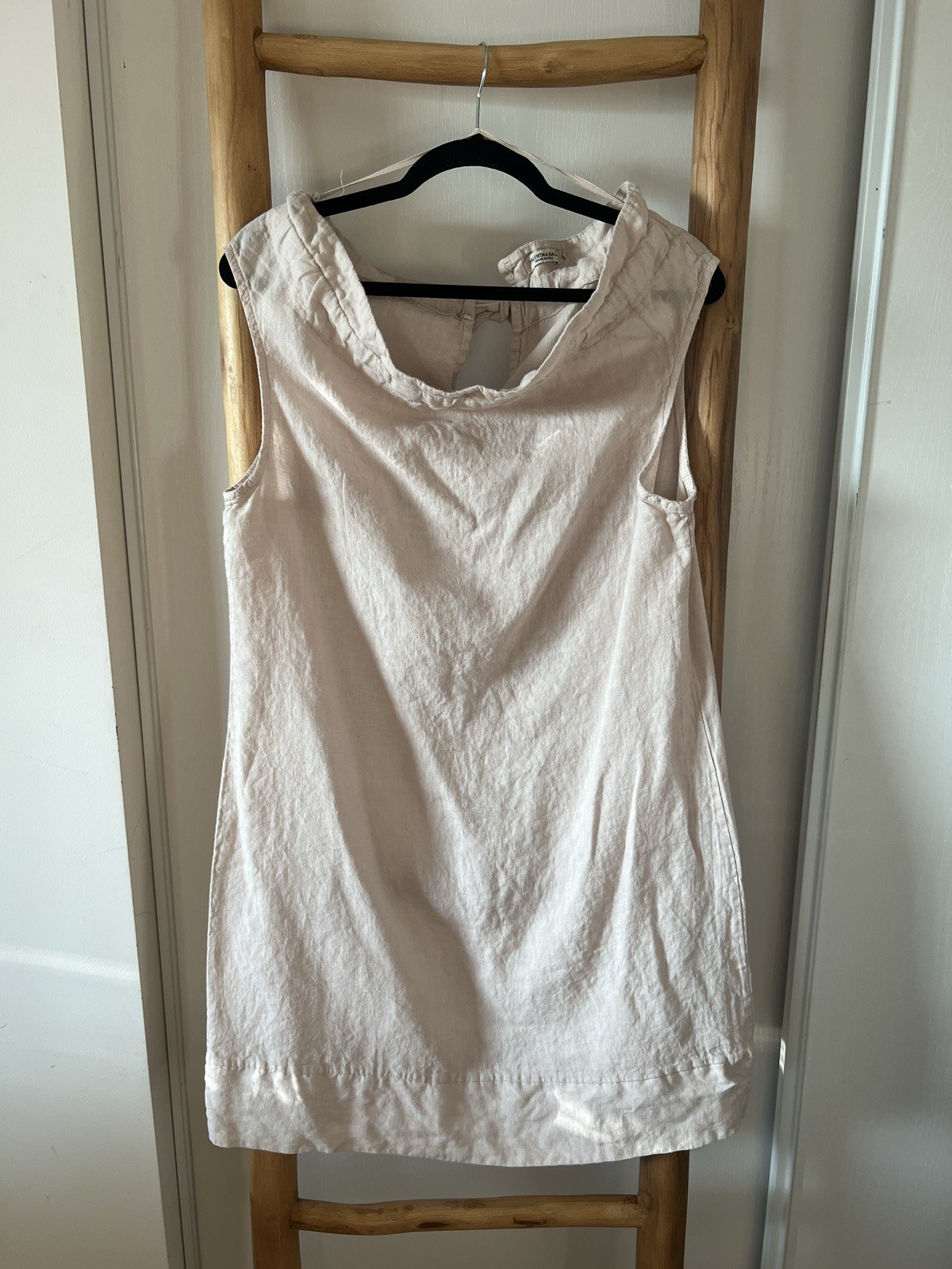 Valentina Naldi Beige 0 Linen Dress off- Shoulder XL Made in Italy