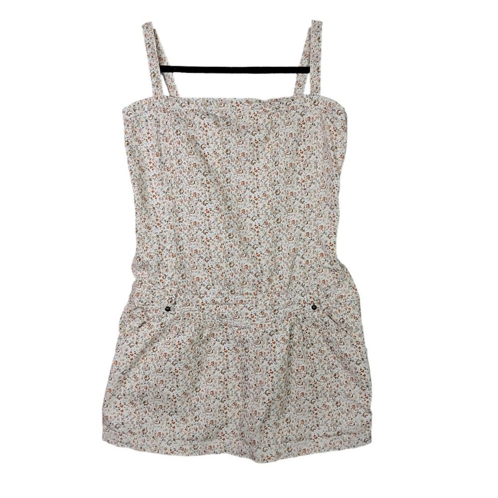 Blanco Denim Dress Womens Large Dixie Floral Cream Pockets Stretch Spain Sporty