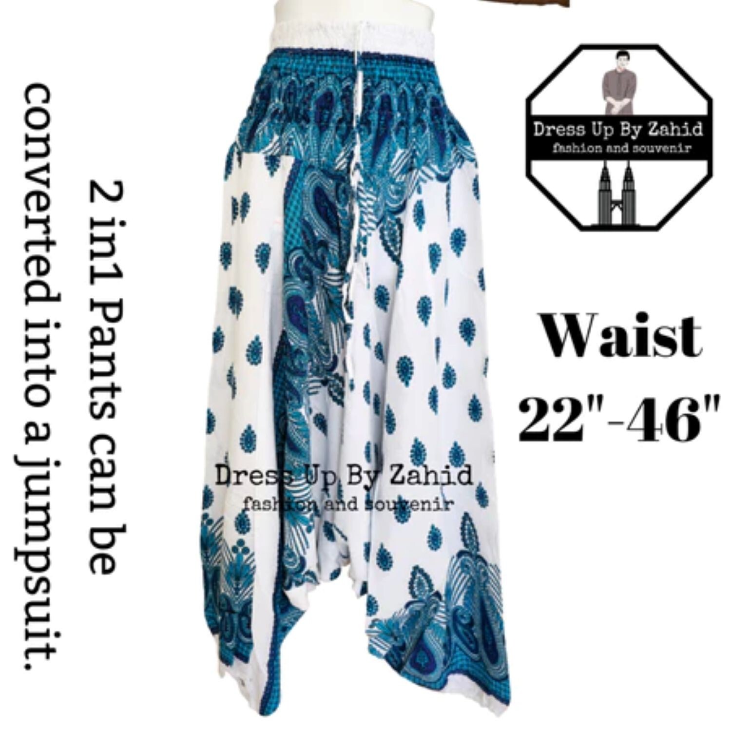 Magical Low Cut Aladdin Pants can be converted into a jumpsuit. Get 3 pieces