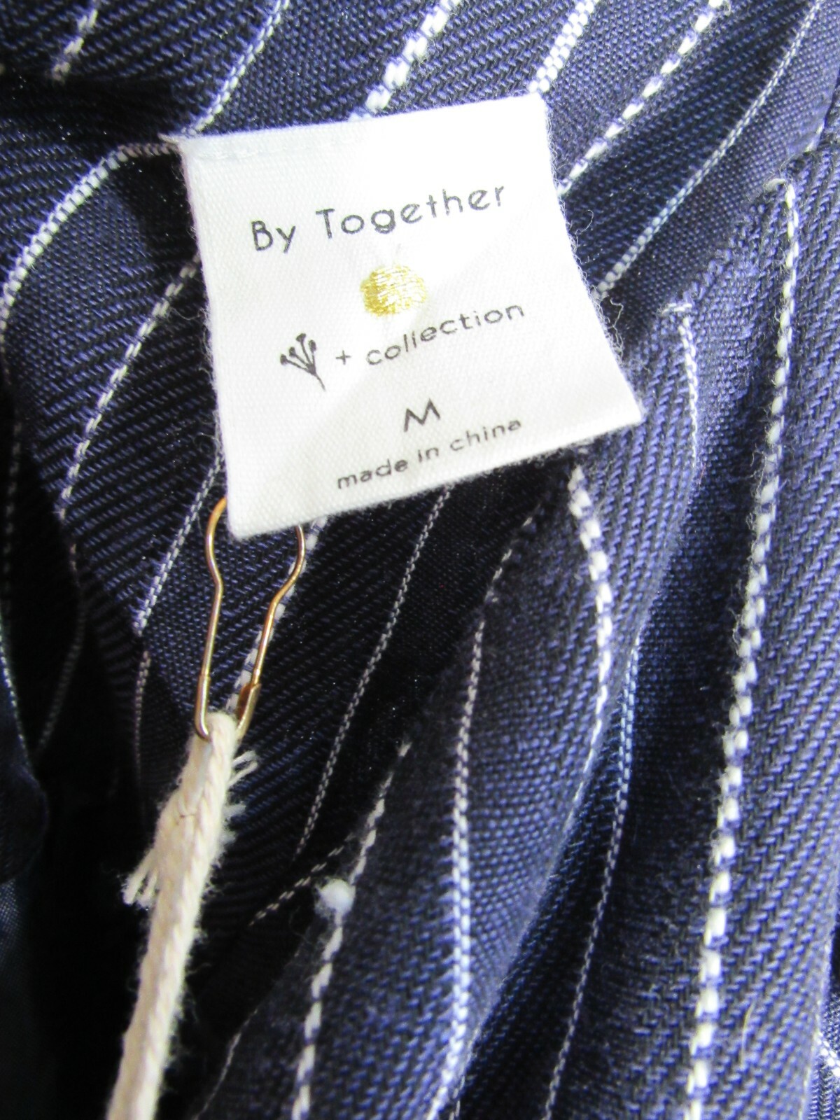 By Together Blue White Striped Tie Front Linen Lined Sleeveless Dress Size M NWT