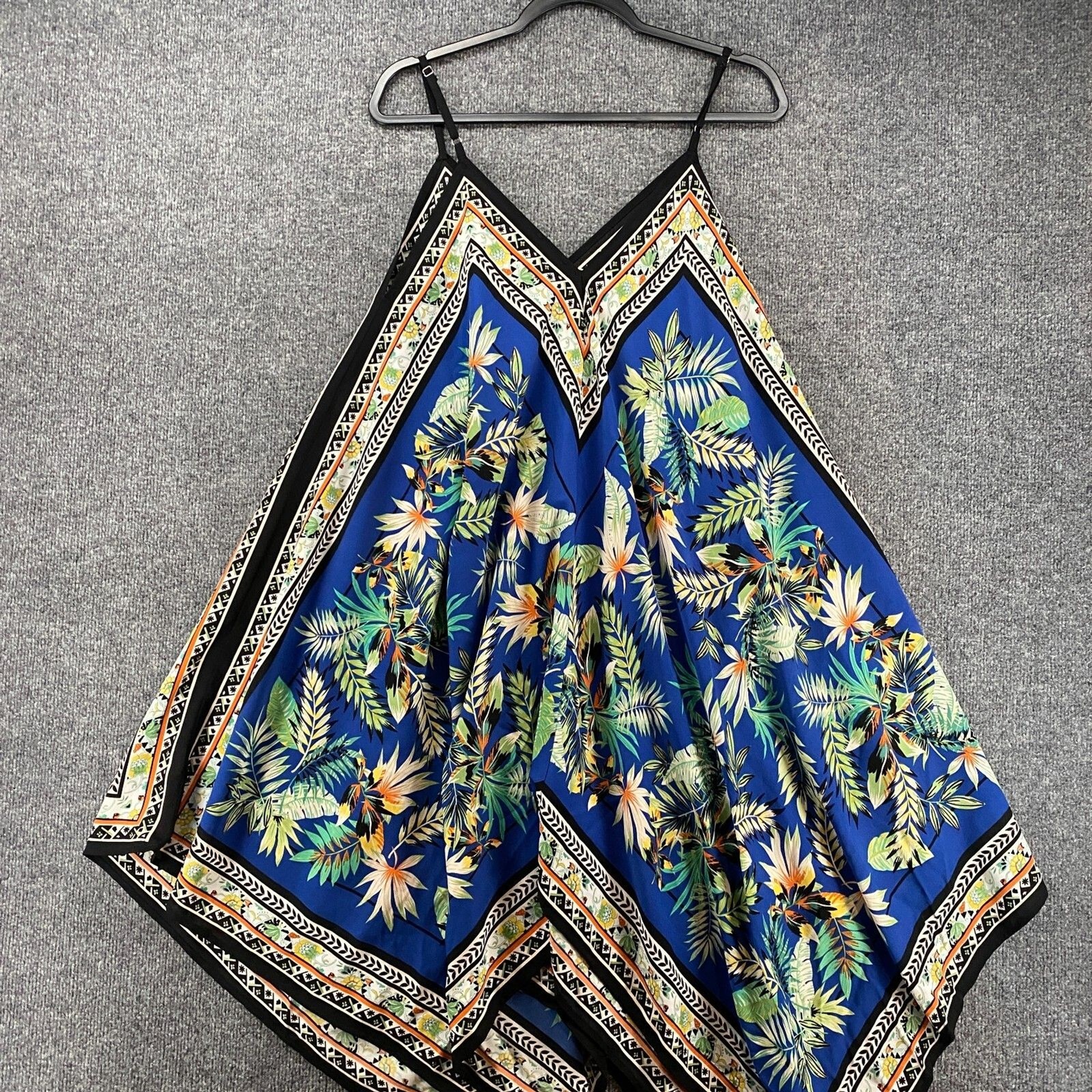Gigio Dress Womens S Leaf Print Handkerchief Cami Lightweight Boho Vacation