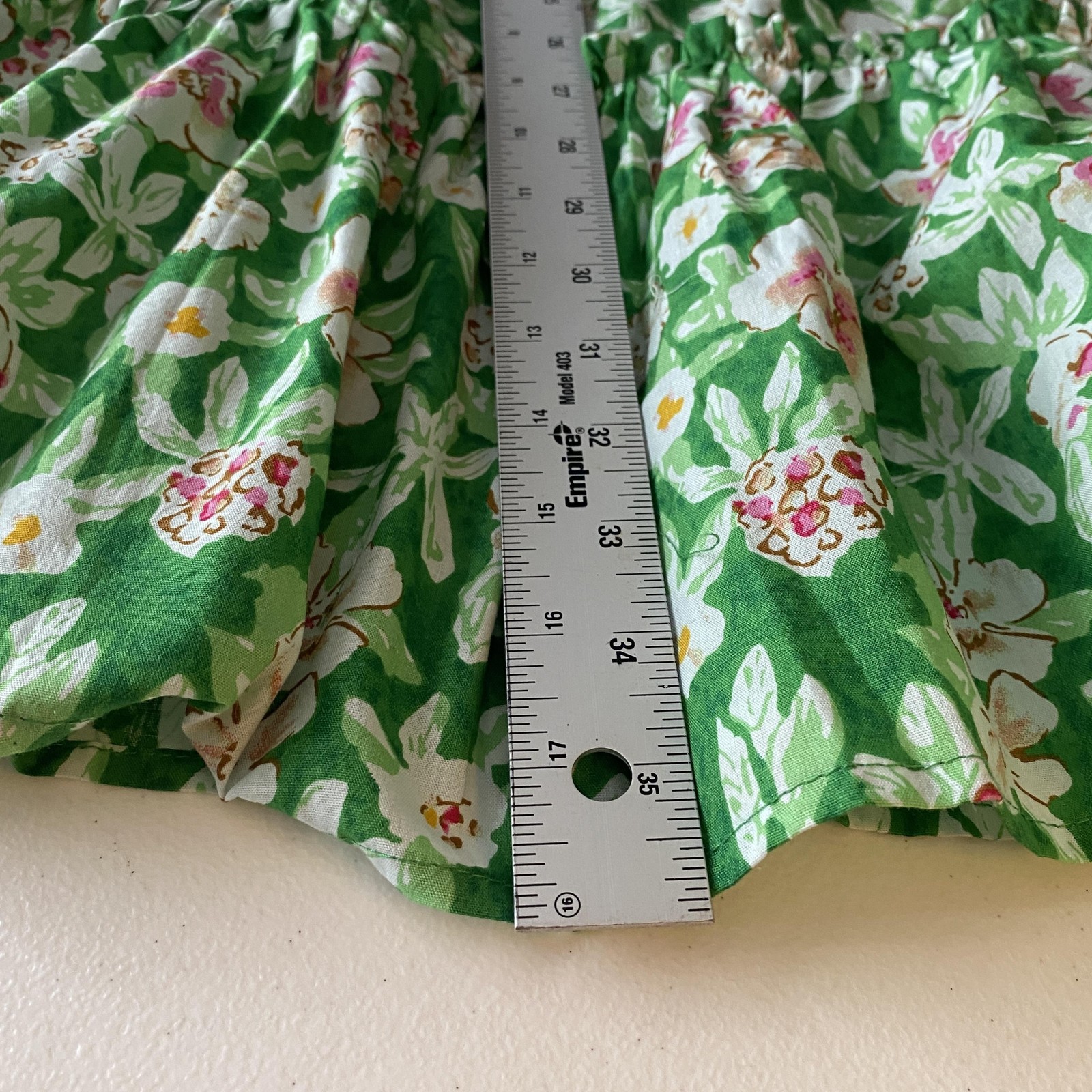 THML Dress Womens Medium Green Floral Puff Sleeve Ruffle Hem Coastal Cottage
