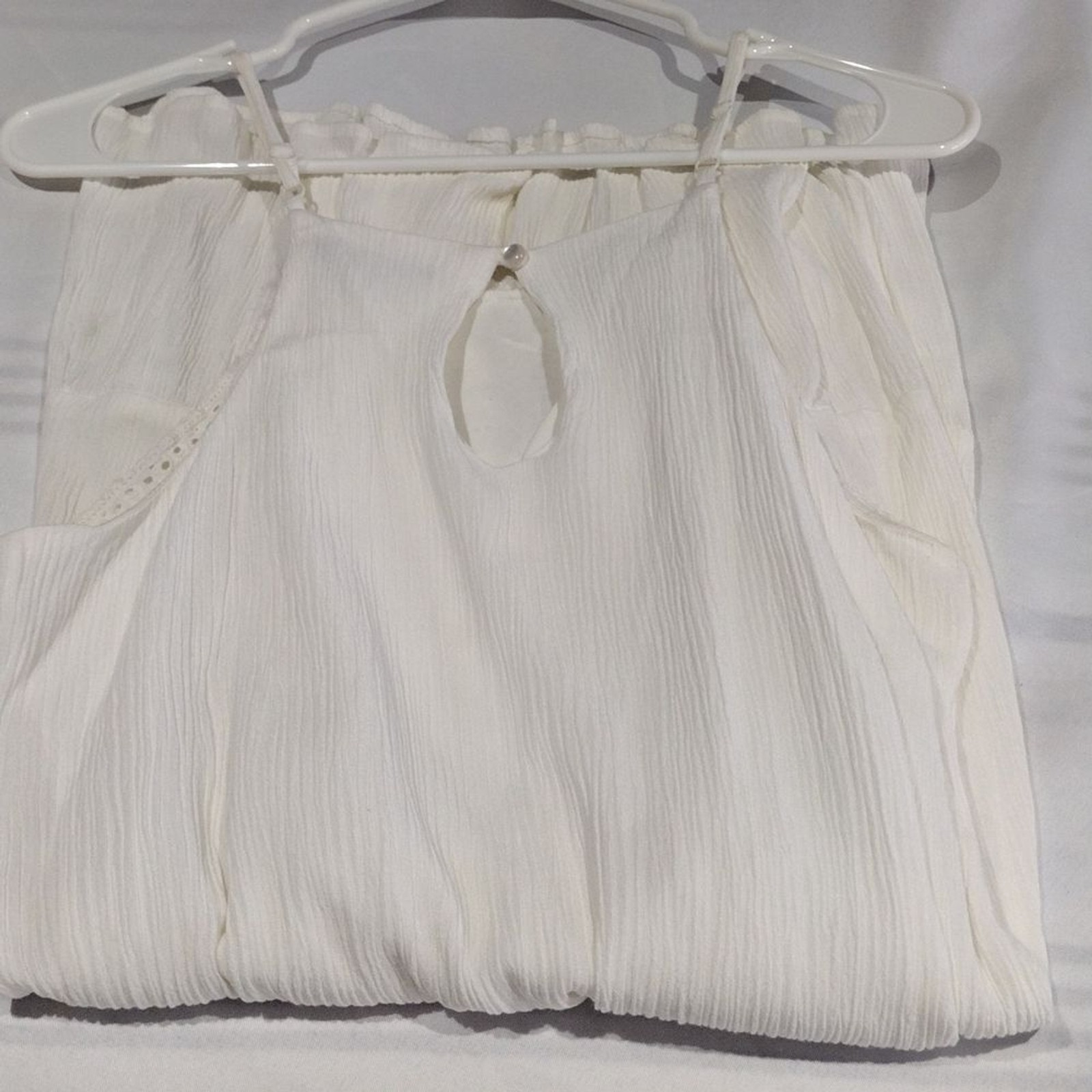 As U WISH MEDIUM WHITE EGG SHELL DRESS KEYHOLE BACK ADJUSTABLE STRAPS LINED