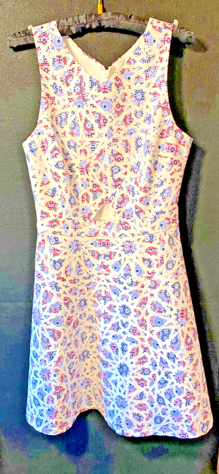 Cynthia Steffe CeCe Red Blue White Dress Women 4 Stretch Casual Sleeveless
