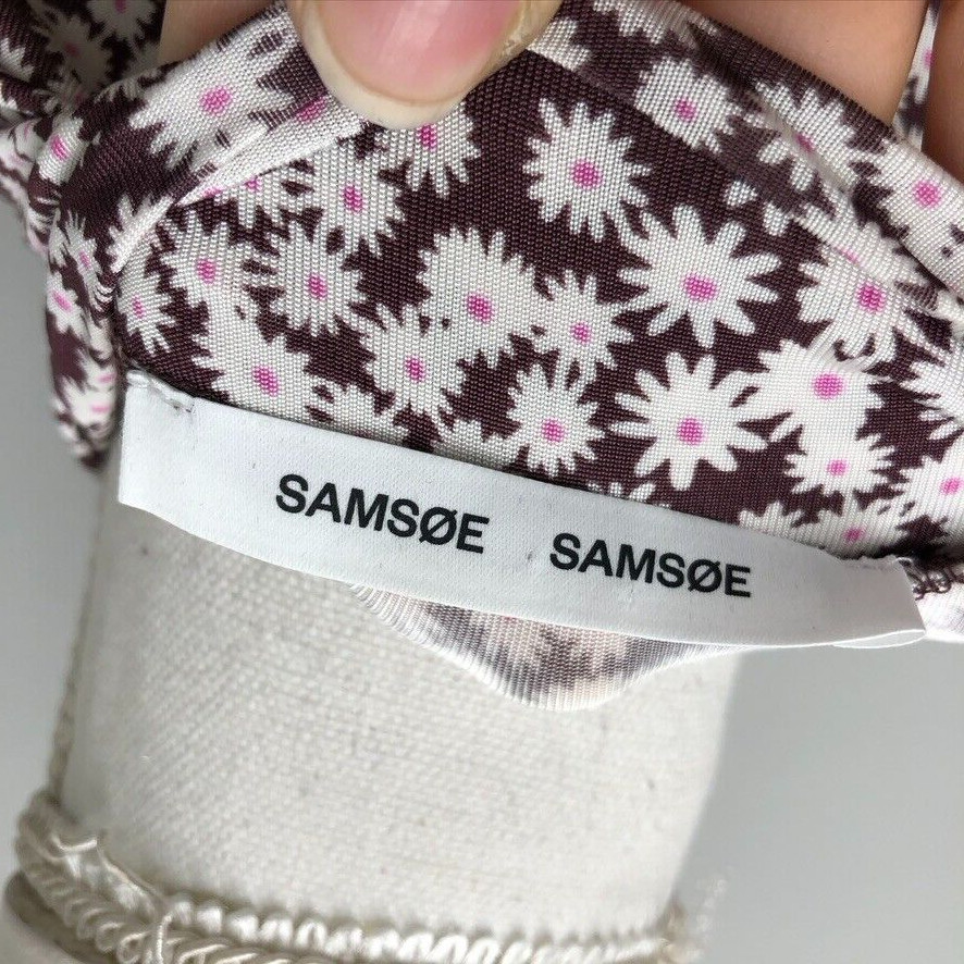 Samsoe Samsoe Fritta Dress Maxi Choco Aster Floral Micro Print Womens XS Retro