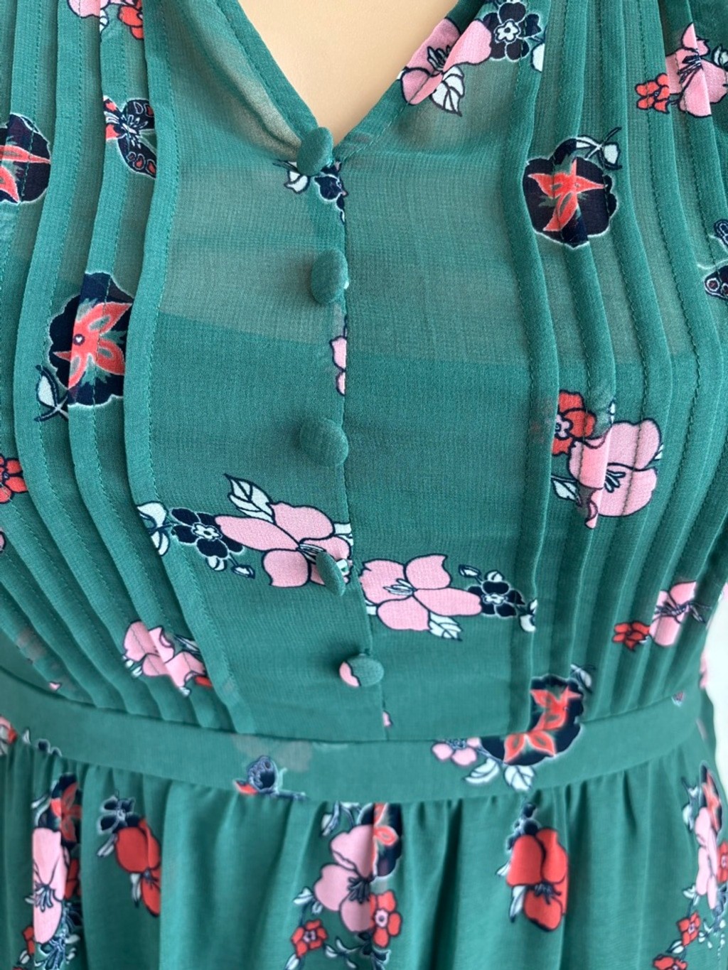 ModCloth “Oh Say Can You Museum” green butterfly and floral print A-line dress