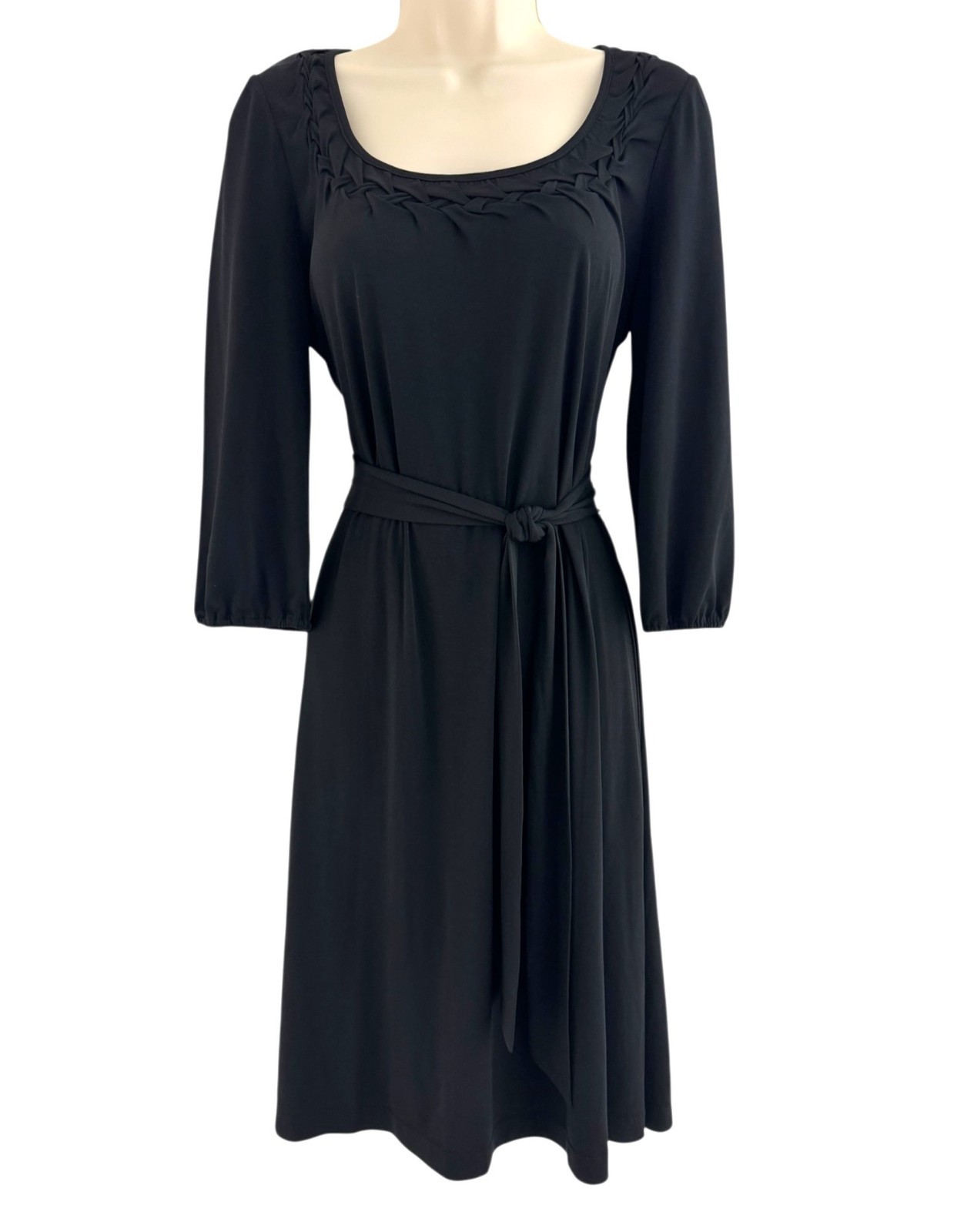 Calvin Klein Black Scoop Neck Dress w/Tie Size 10 All-Season Office Work Party