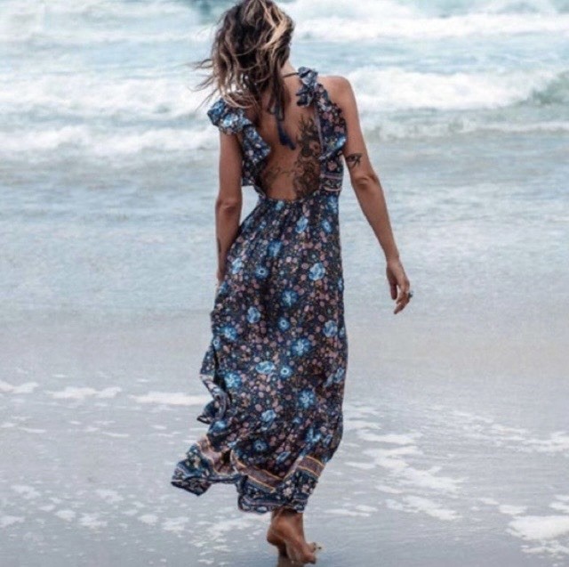 Free People + Spell and the Gypsy Collective Folk Town Floral Boho Maxi Dress L