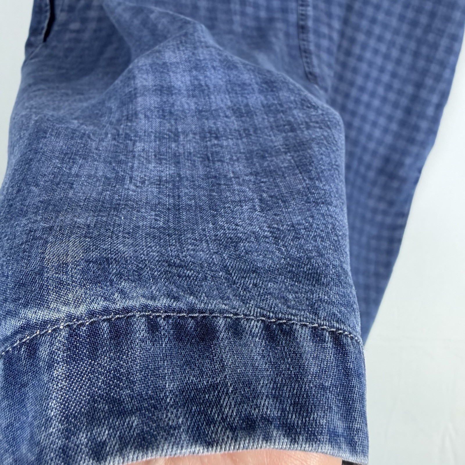 J Jill Womens XL/Tall Chambray Dress Denim Boho Gingham Cottagecore Lagenlook