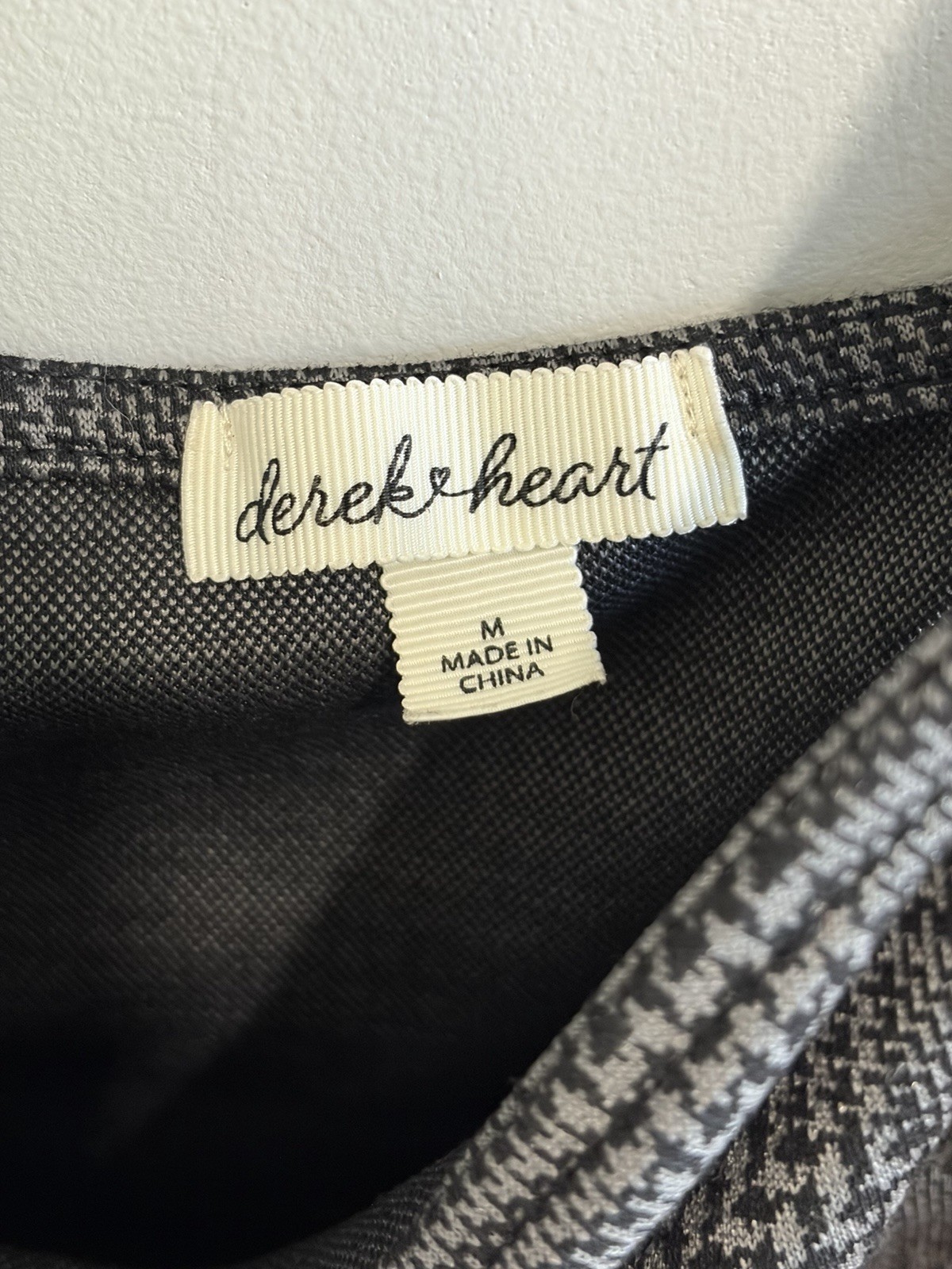 Derek Heart Black/Gray Houndstooth Strappy Bodycon Mini Dress Square Neck M