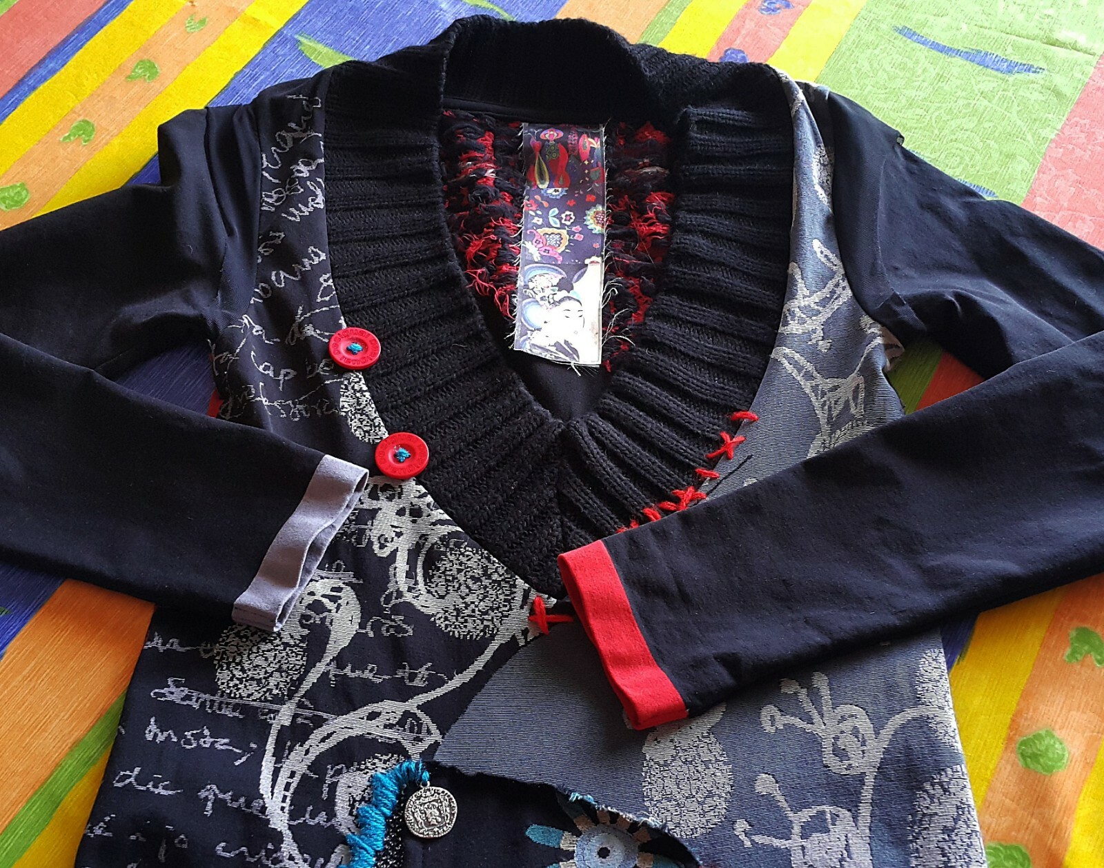AUTHENTIC DESIGUAL POP ART EMBROIDERY LOGO WOMENS DRESS SIZE US 12 EU 40 L