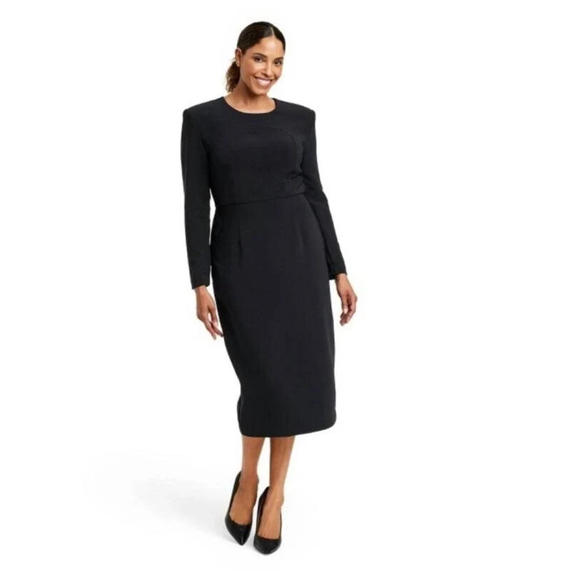 Women’s Strong Shoulder Midi Dress – Sergio Hudson Black Size XS
