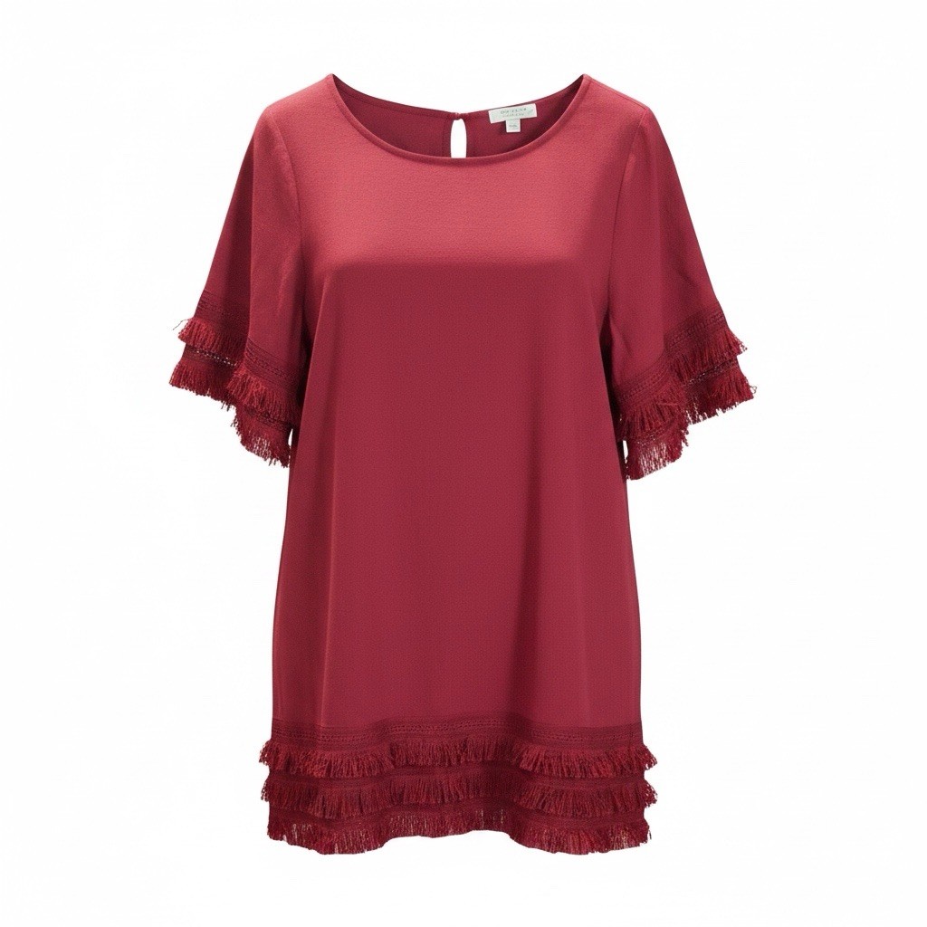 Umgee Fringe Trim Shift Dress Size Small