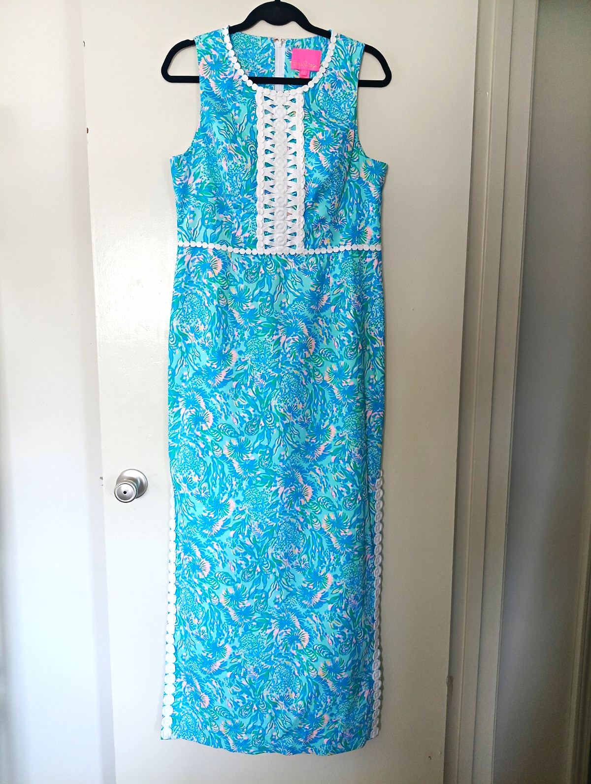 Lilly Pulitzer Women’s AshlerMaxi Dress Sleeveless Round Neck Lace Zip Size 8