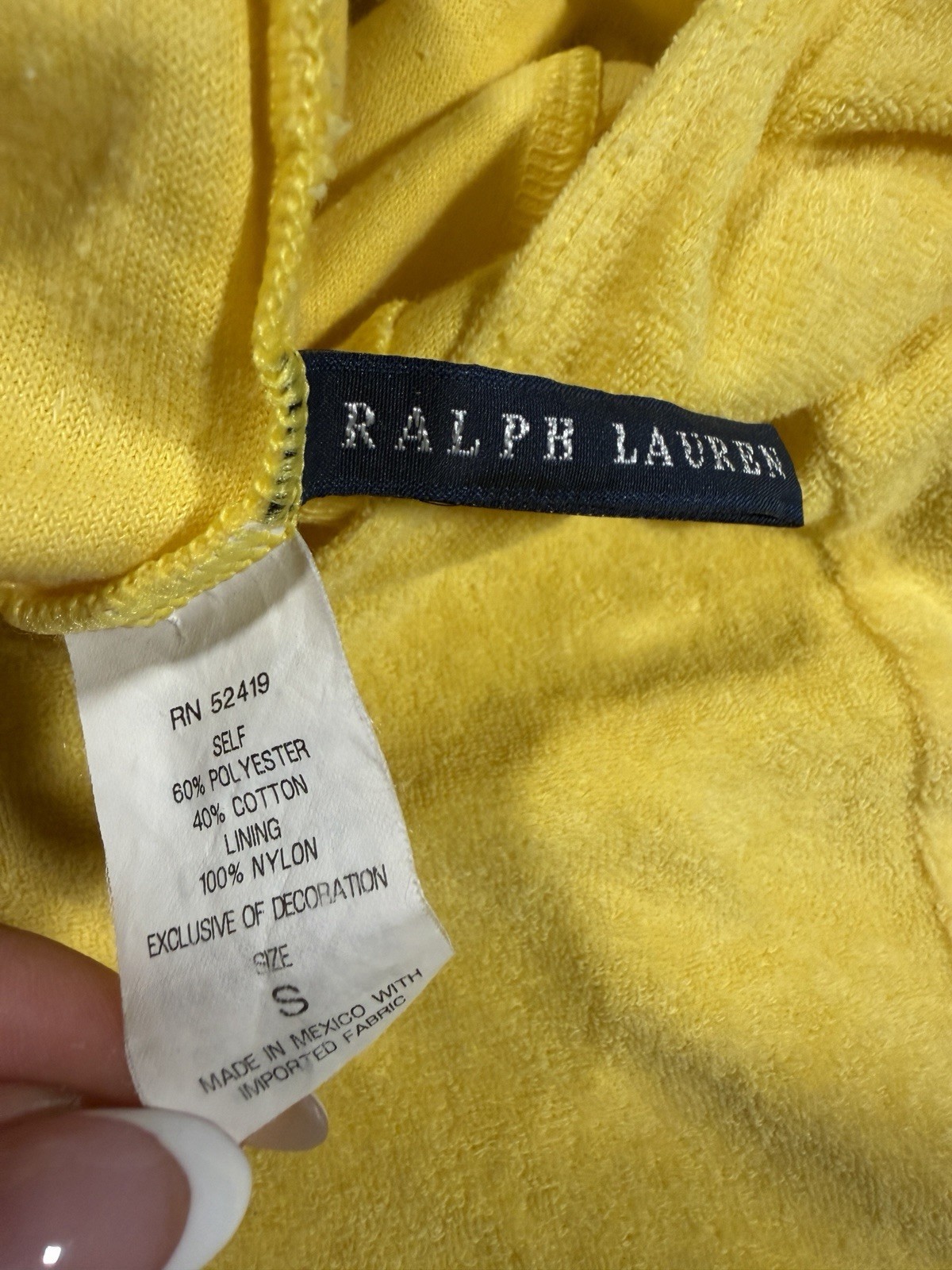 Vintage Ralph Lauren rare yellow terry cloth mini dress Size S