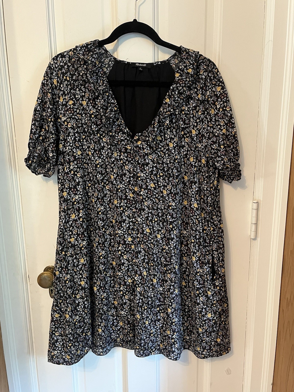 Madewell Ruffle Button-Front Trapeze Dress S Folkmagic Floral Style NA260