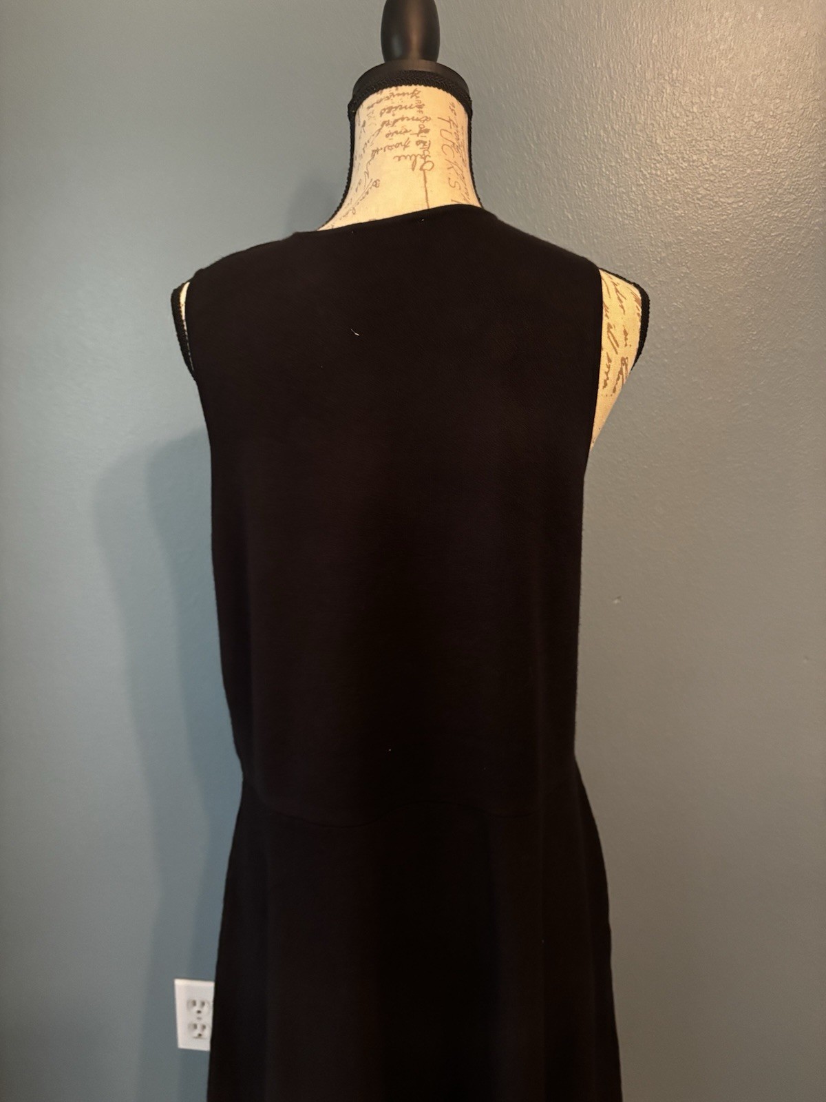 Free Assembly Black Solid Maxi Dress, Women’s XL, Sleeveless Crew Neck Long