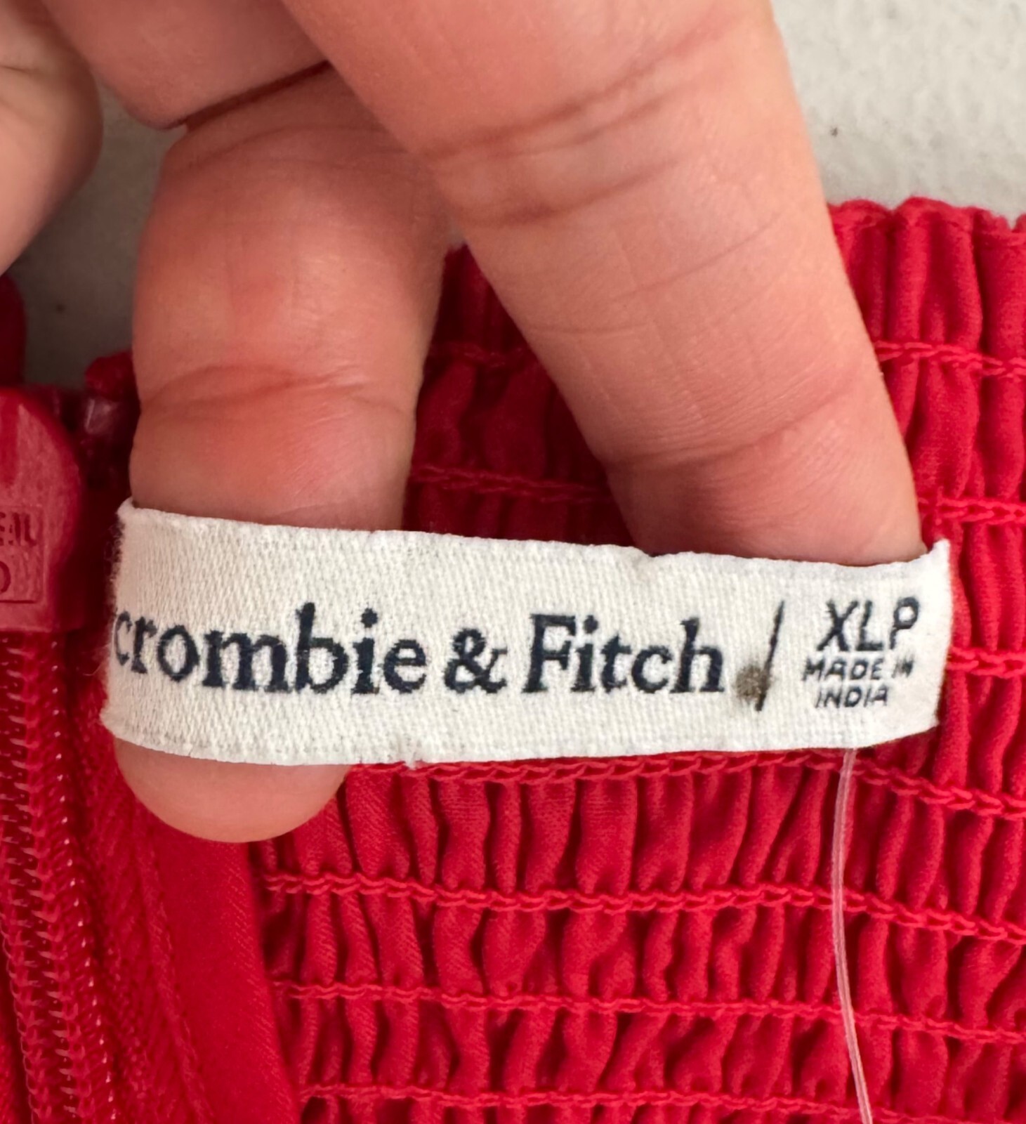 Abercrombie strapless Drop waist smocked maxi dress red preppy sz XLP