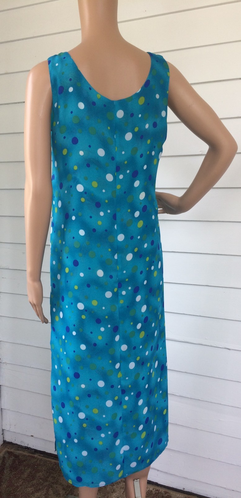Reversible Novelty Print Dress Shoes Handbags to Polka Dots Sleeveless Blue S XS