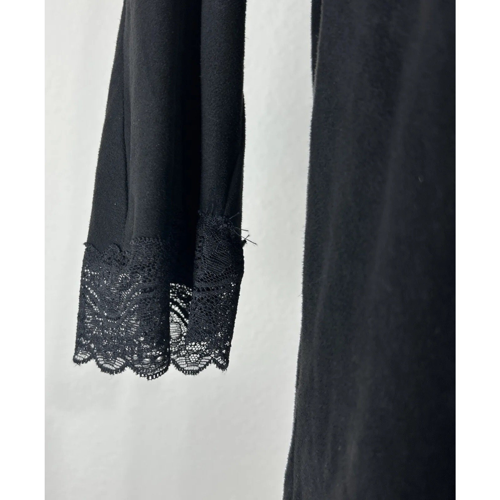 Zara Faux Suede Combined Lace Shift Dress Mini Black LBD Tunic Size Medium