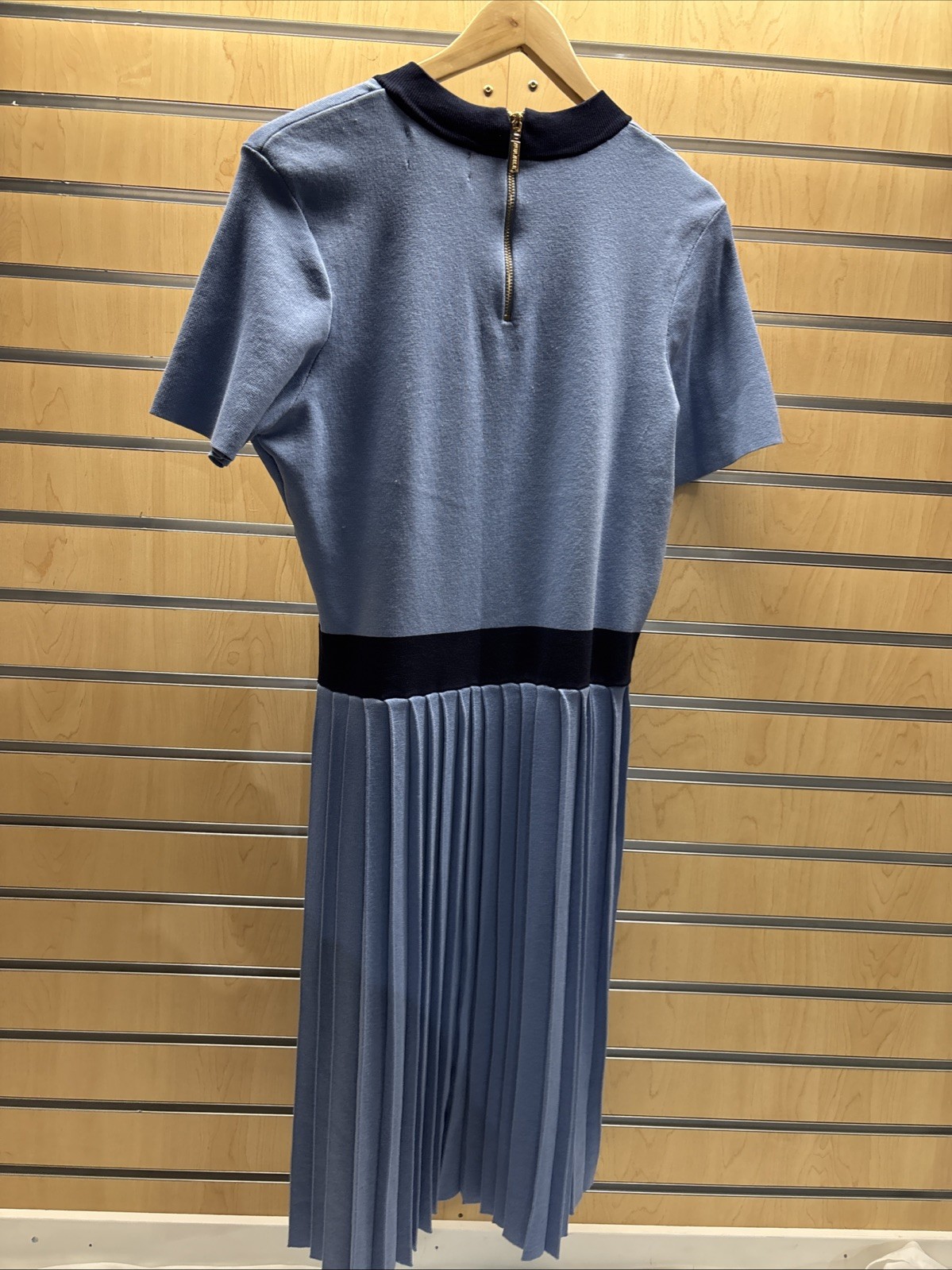 Alexia Admor Women’s Anders Fit And Flare Dress, Blue, Size XL, Gold Detail