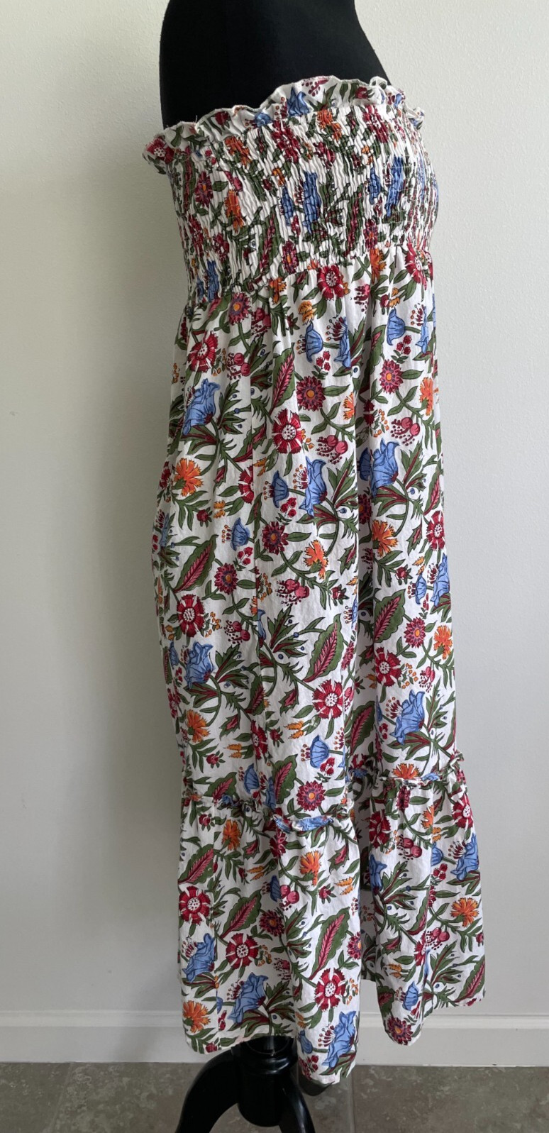 Fitzroy & Willa Women’s Strapless Smocked Tiered Floral Print Midi Dress Size XL