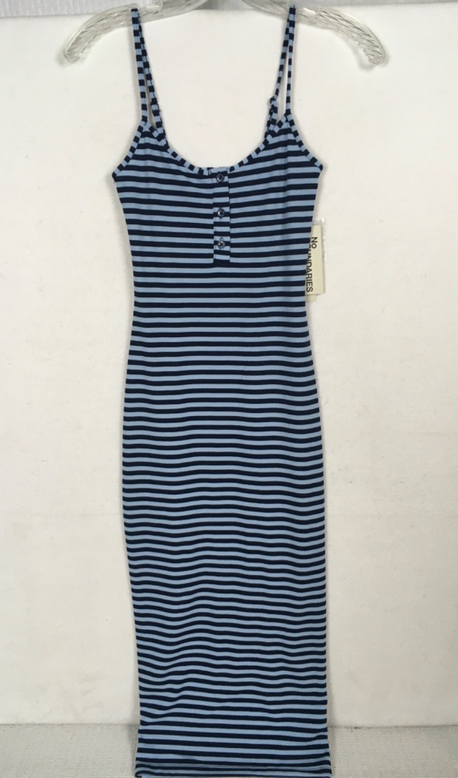 No Boundaries Dress Women Size XXS 00 Sleeveless Blue Thin Stripes New w Tags