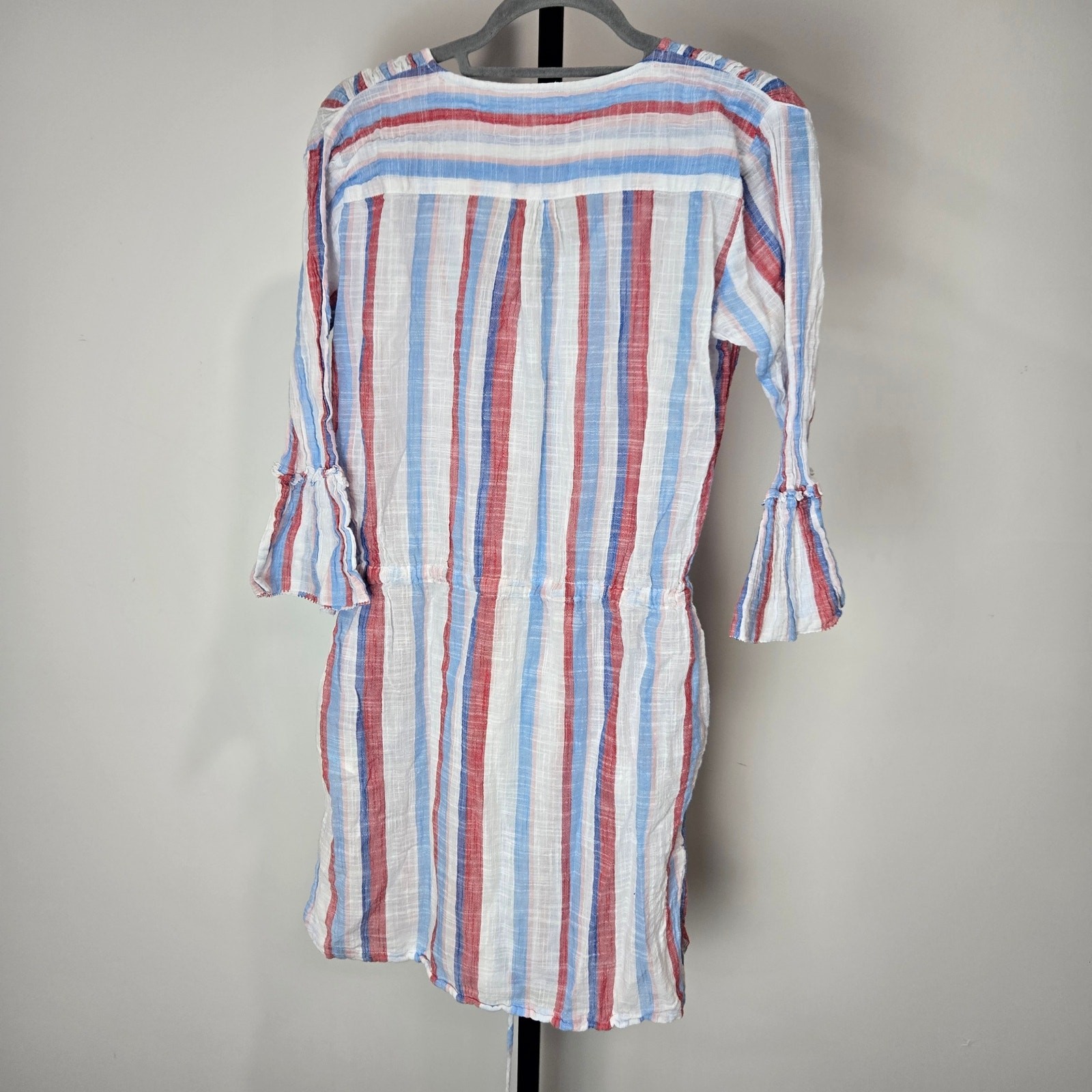 Cortefiel Cotton Mini Dress Swim Coverup Striped Resortwear Beachy Casual Medium