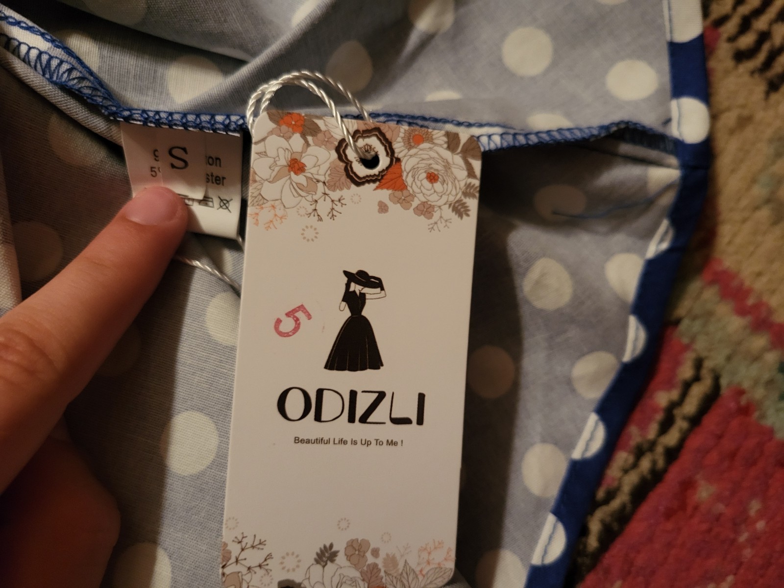 NWT Odizli womens S blue white polka dots 1950s housewife vtg style dress cute