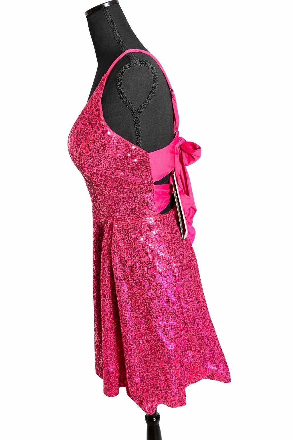Ryanth Pink Sequin Fit & Flare Dress Size 8 Back Tie Party Formal NWT