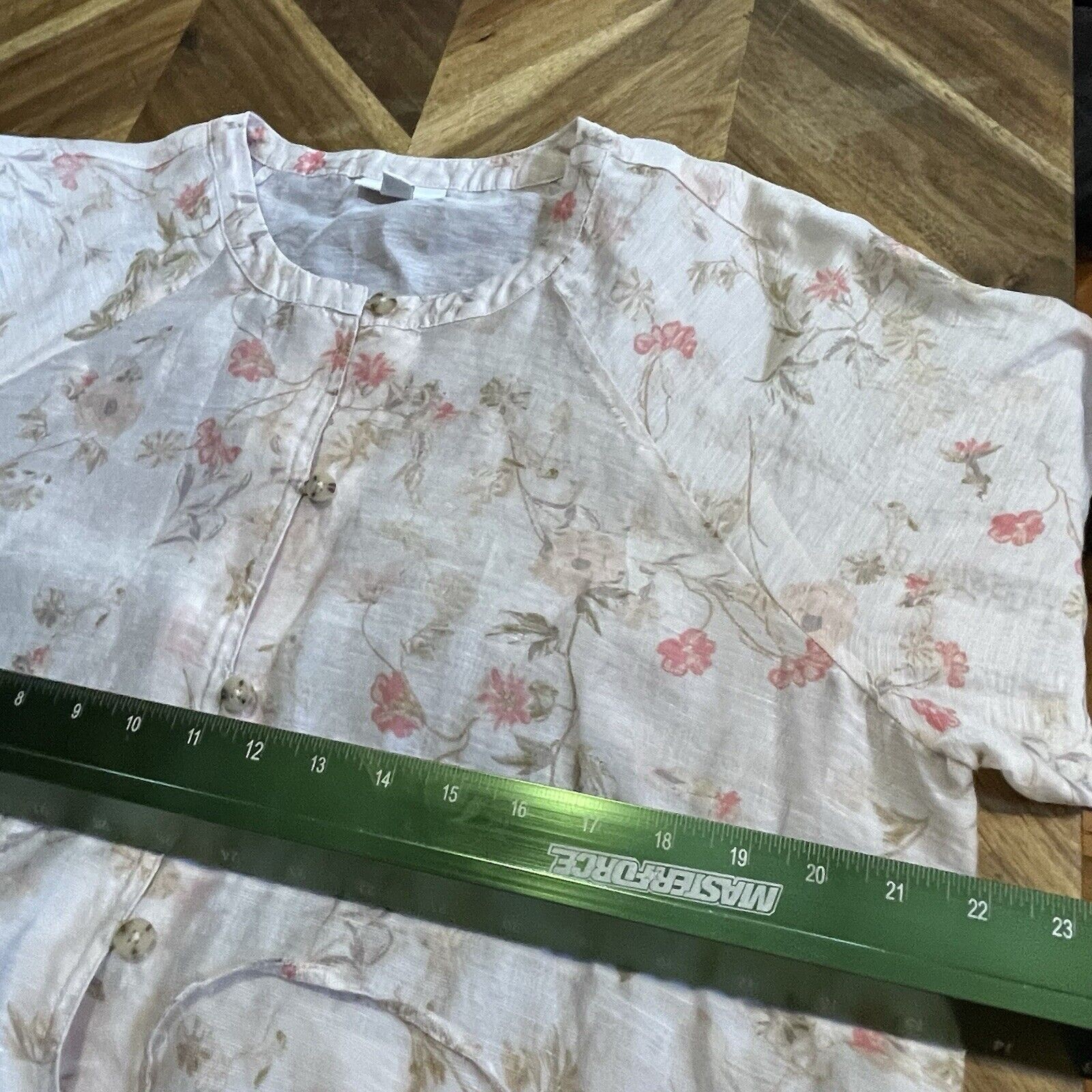 J. Jill Top Tunic Gauzy Button Down Tie Waist Floral Luxe Lyocell Linen Large