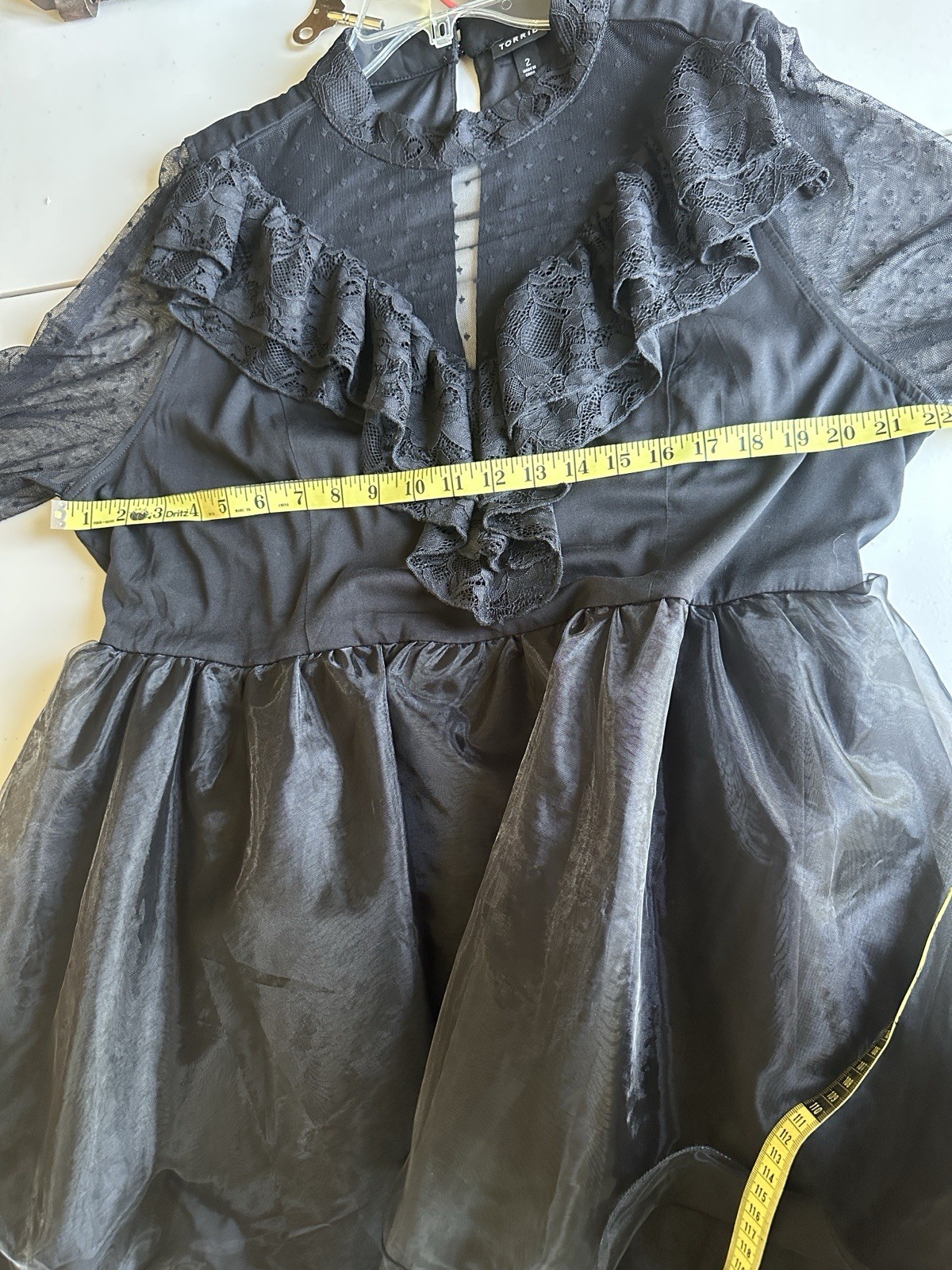 Torrid Black Tiered Mock Neck Midi Dress Size 2 NWOT Goth Fairy Romantic