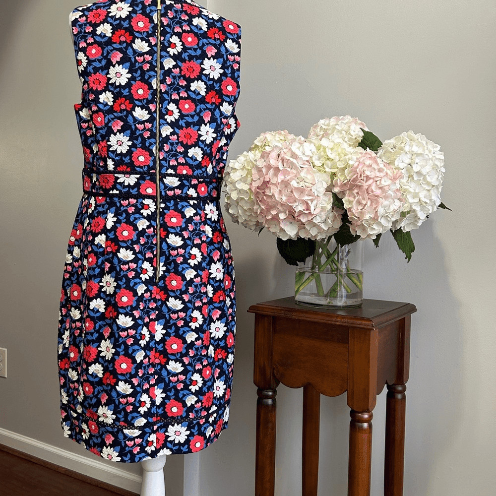 Kate Spade Blue and Red Sleeveless V-Neck Sheath