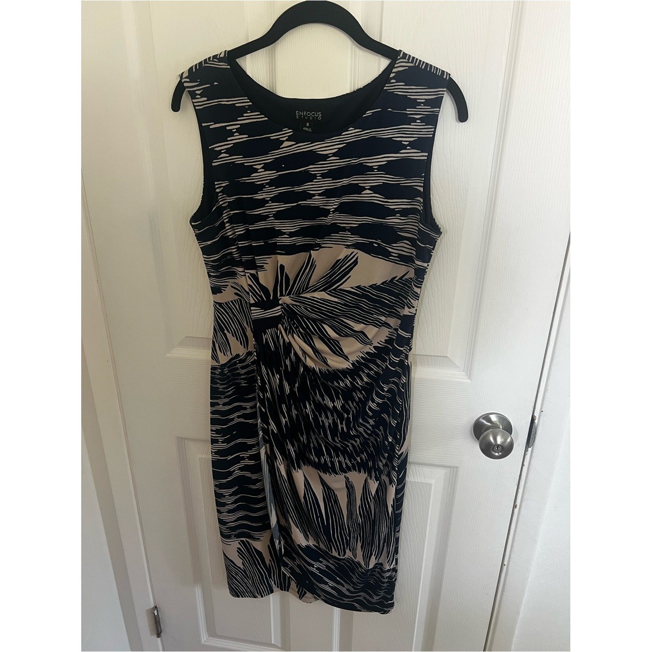 Enfocus Studio Black & Beige Abstract Midi Dress