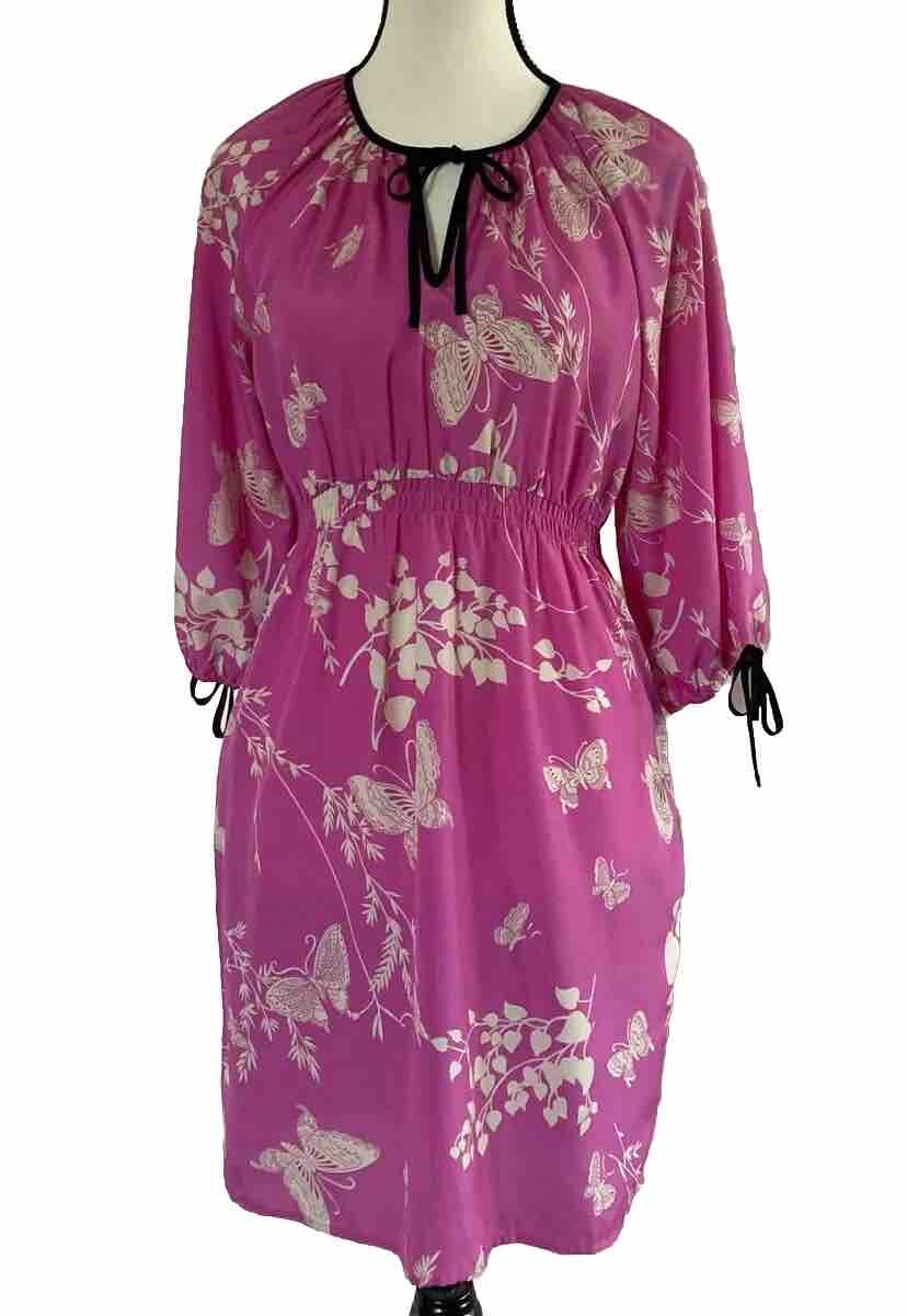 Yumi Kim Pink Jeanette Butterfly Dress 3/4 Sleeves Women’s Size S