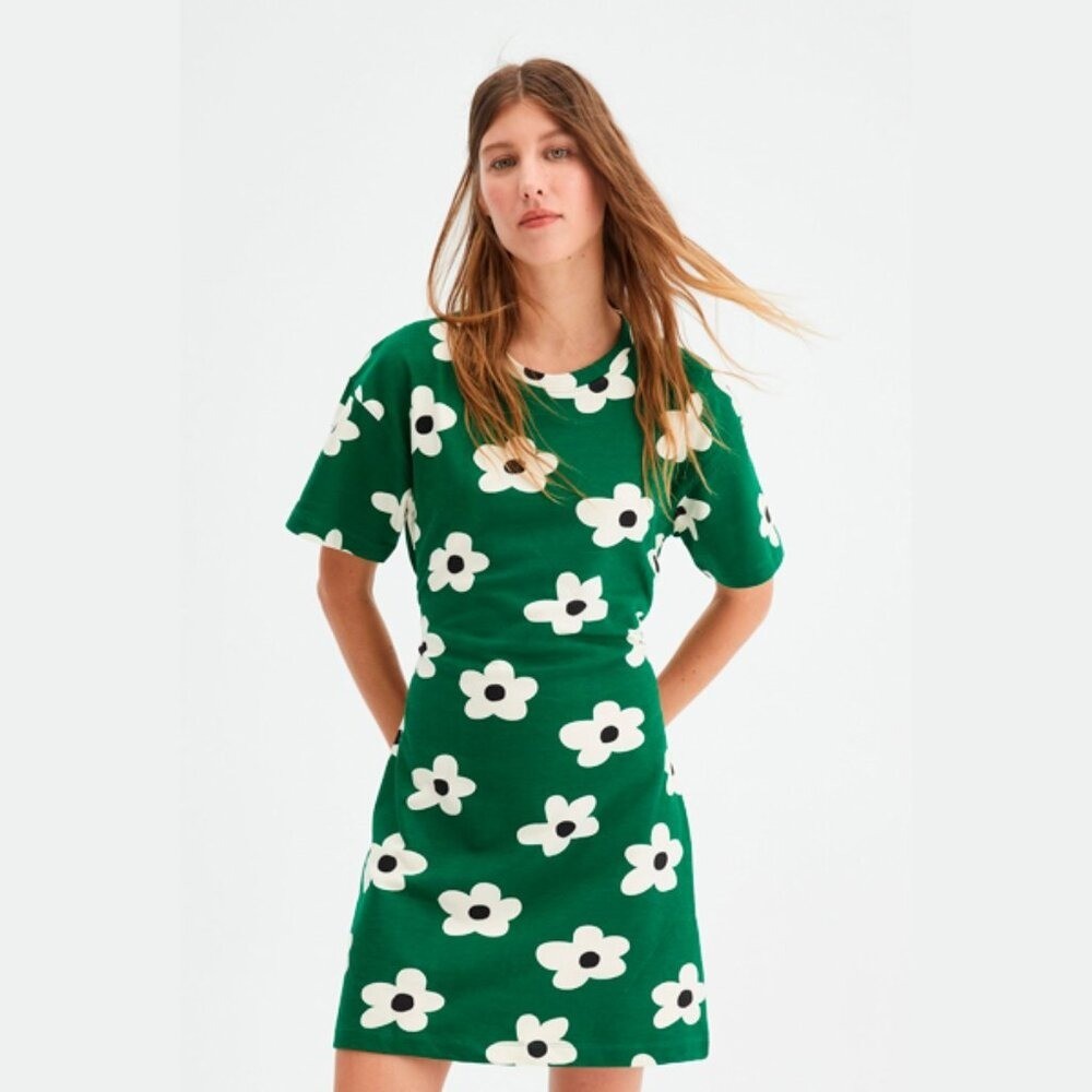 Compania Fantastica Mod Green Floral Dress