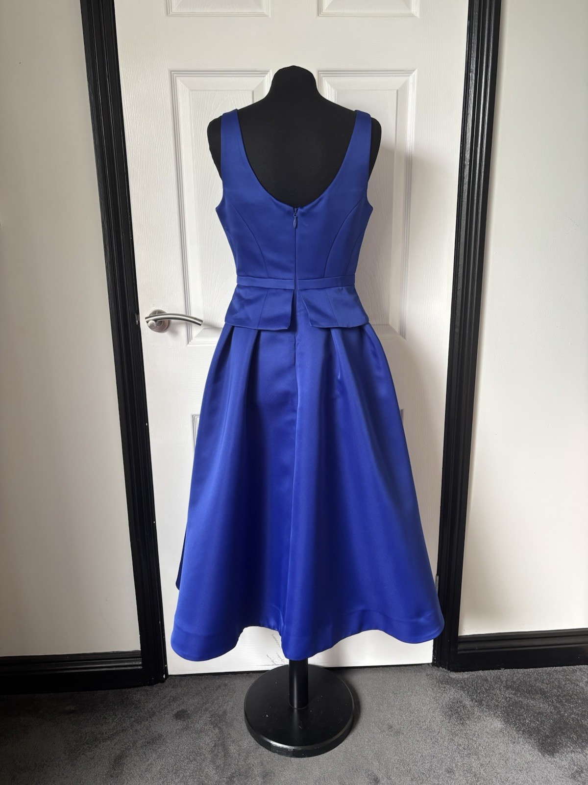 Coast Structured Satin Pleated Peplum Midi DressSize 8