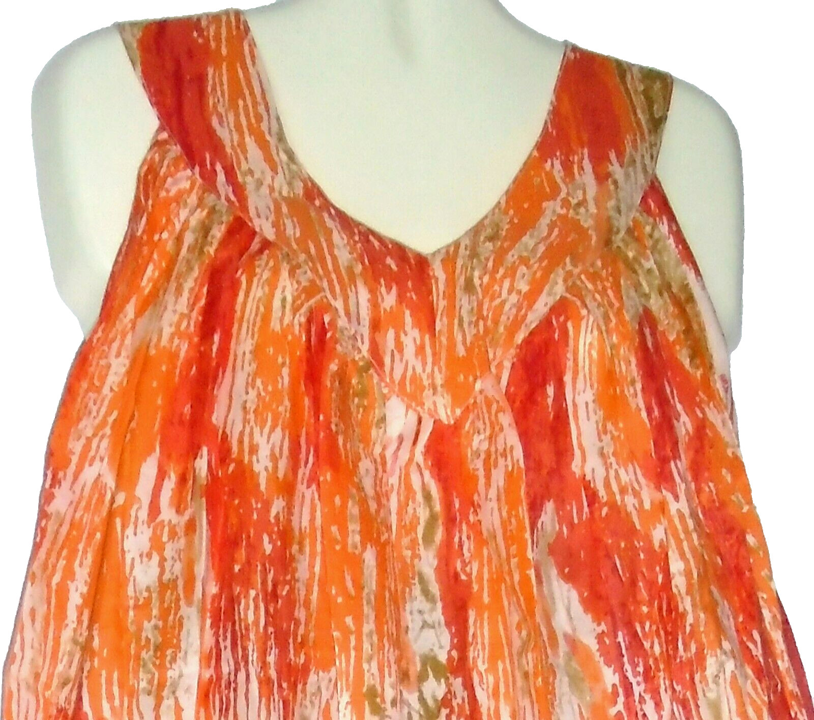 Advance Sundress Mumu Sleeveless V Neck Tie Dye Free Size Fits 1X 2X Red Orange