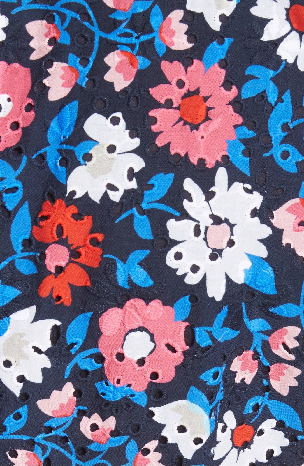 KATE SPADE Navy Pink White Floral Daisy Eyelet Embroidered Fit Flare Dress 6 = S