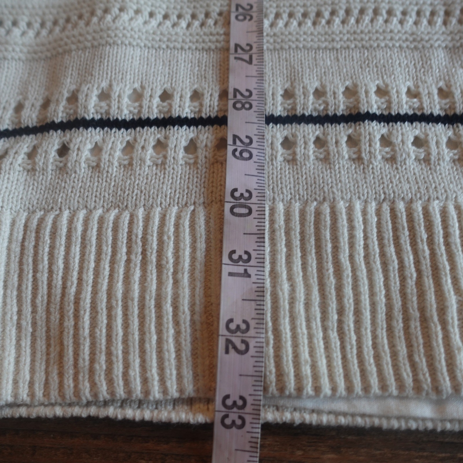 Sanctuary Textured Mod Mini Dress Small Cream Black Knit Stripe Chunky Fisherman